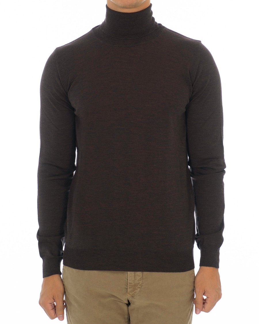 Herr | Tröjor | Oscar Jacobson | Cole Extra Fine Merino Rollneck Brown