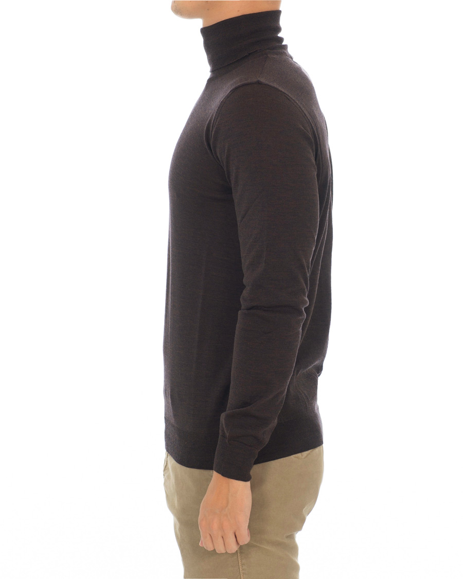 Herr | Tröjor | Oscar Jacobson | Cole Extra Fine Merino Rollneck Brown