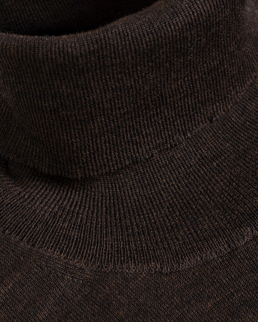 Herr | Tröjor | Oscar Jacobson | Cole Extra Fine Merino Rollneck Brown