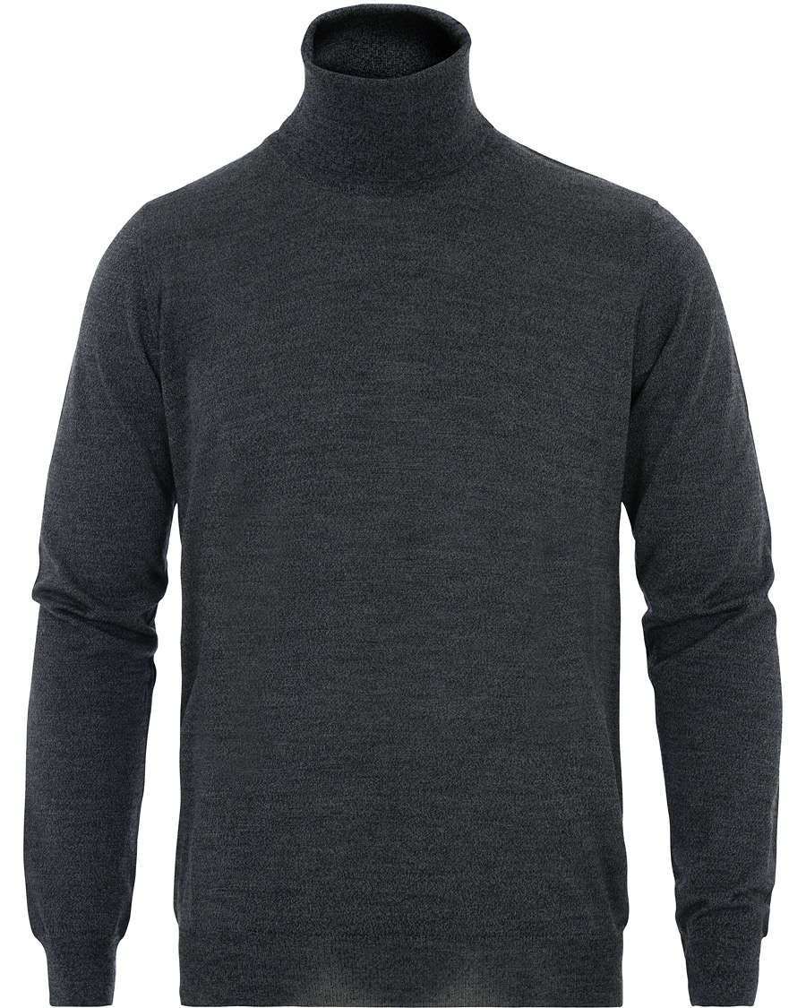 Herr | Tröjor | Oscar Jacobson | Cole Extra Fine Merino Rollneck Dark Grey