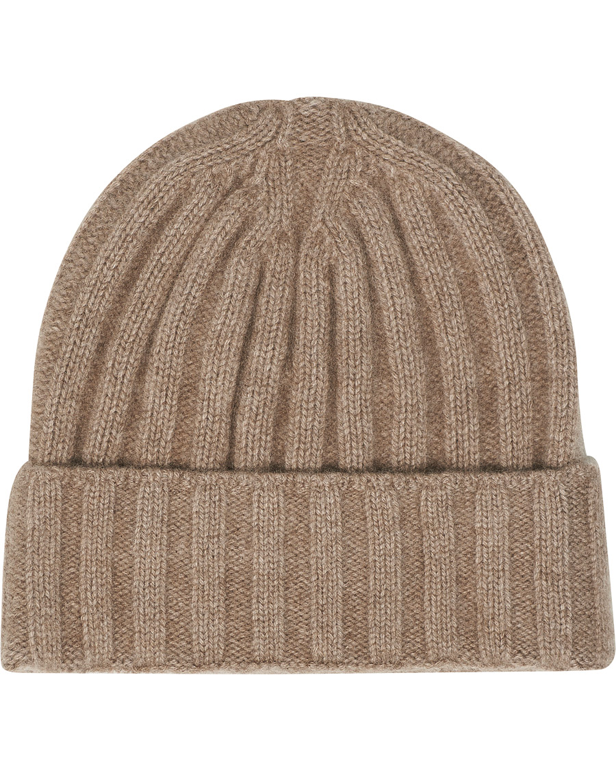 Herr | Oscar Jacobson Cashmere Ribbed Beanie Beige | Oscar Jacobson | Cashmere Ribbed Beanie Beige