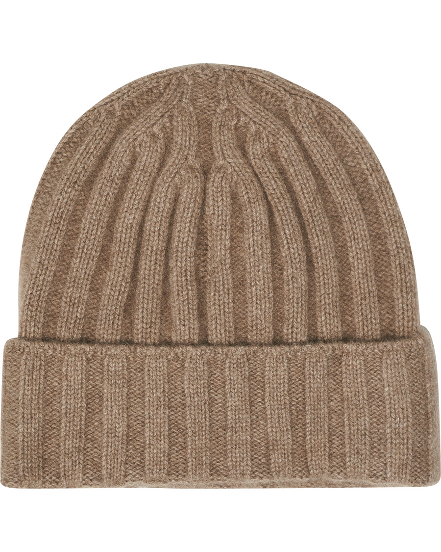 Herr | Oscar Jacobson Cashmere Ribbed Beanie Beige | Oscar Jacobson | Cashmere Ribbed Beanie Beige