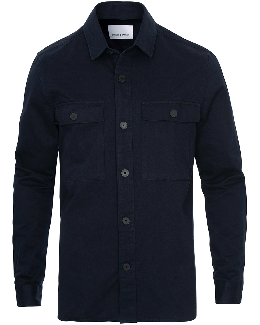 Herr | Skjortor | Samsøe Samsøe | Samsøe & Samsøe Waltones Cotton Overshirt Night Sky