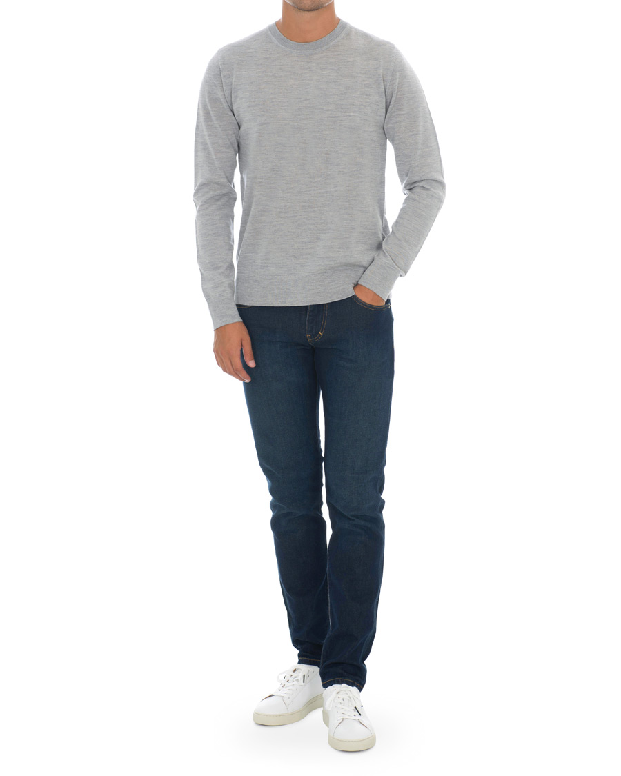 Herr | Tröjor | Samsøe Samsøe | Samsøe & Samsøe Flemming Superfine Merino Wool Crew Neck Grey Mel