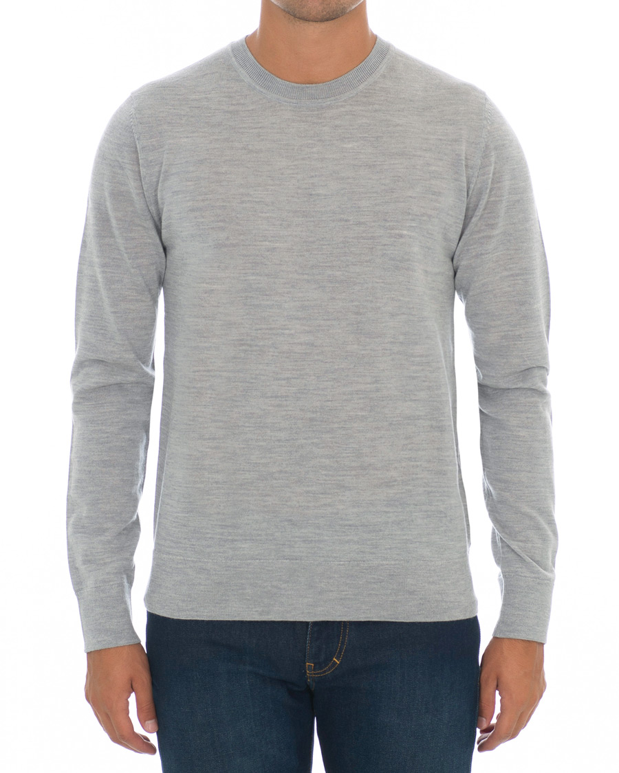 Herr | Tröjor | Samsøe Samsøe | Samsøe & Samsøe Flemming Superfine Merino Wool Crew Neck Grey Mel