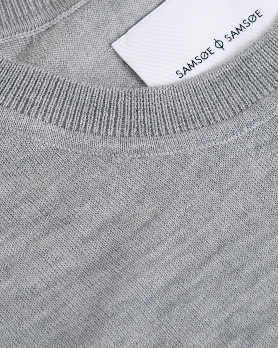 Herr | Tröjor | Samsøe Samsøe | Samsøe & Samsøe Flemming Superfine Merino Wool Crew Neck Grey Mel