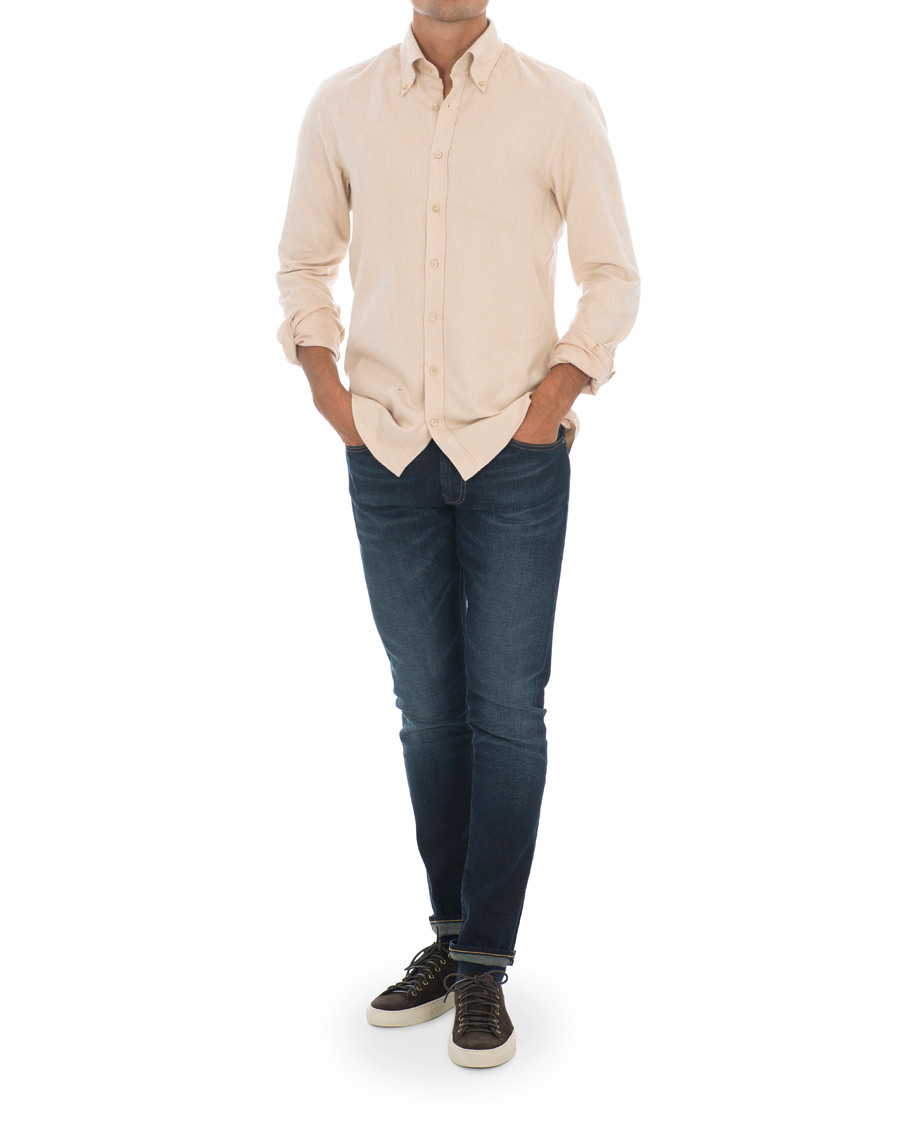 Herr | Skjortor | Stenströms | Slimline Flannel Shirt Beige