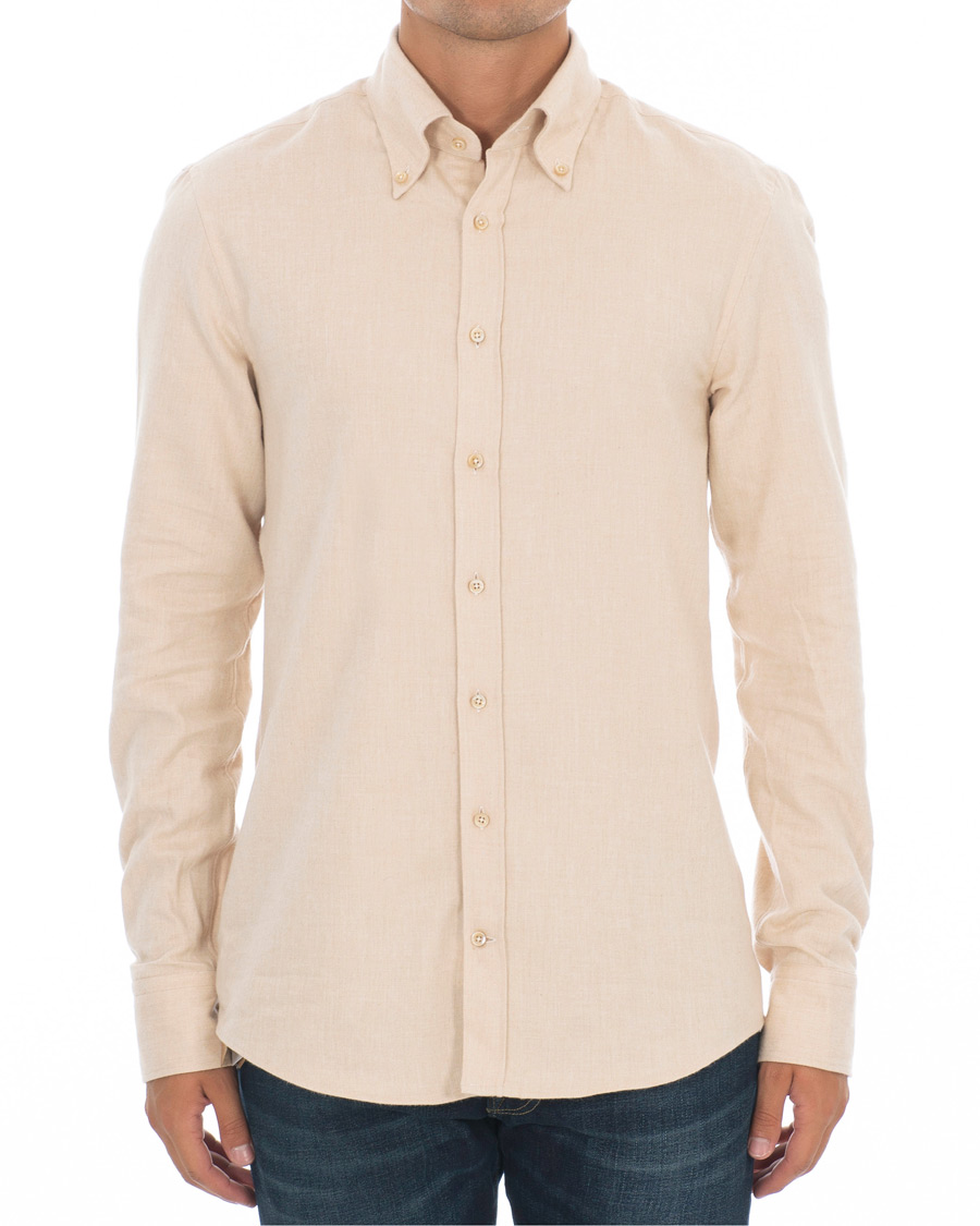 Herr | Skjortor | Stenströms | Slimline Flannel Shirt Beige