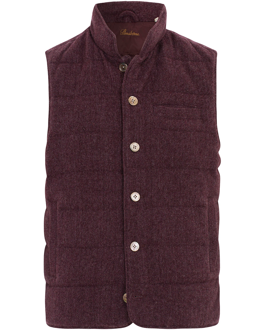 Herr | Jackor | Stenströms | Quilted Herringbone Wool Vest Red