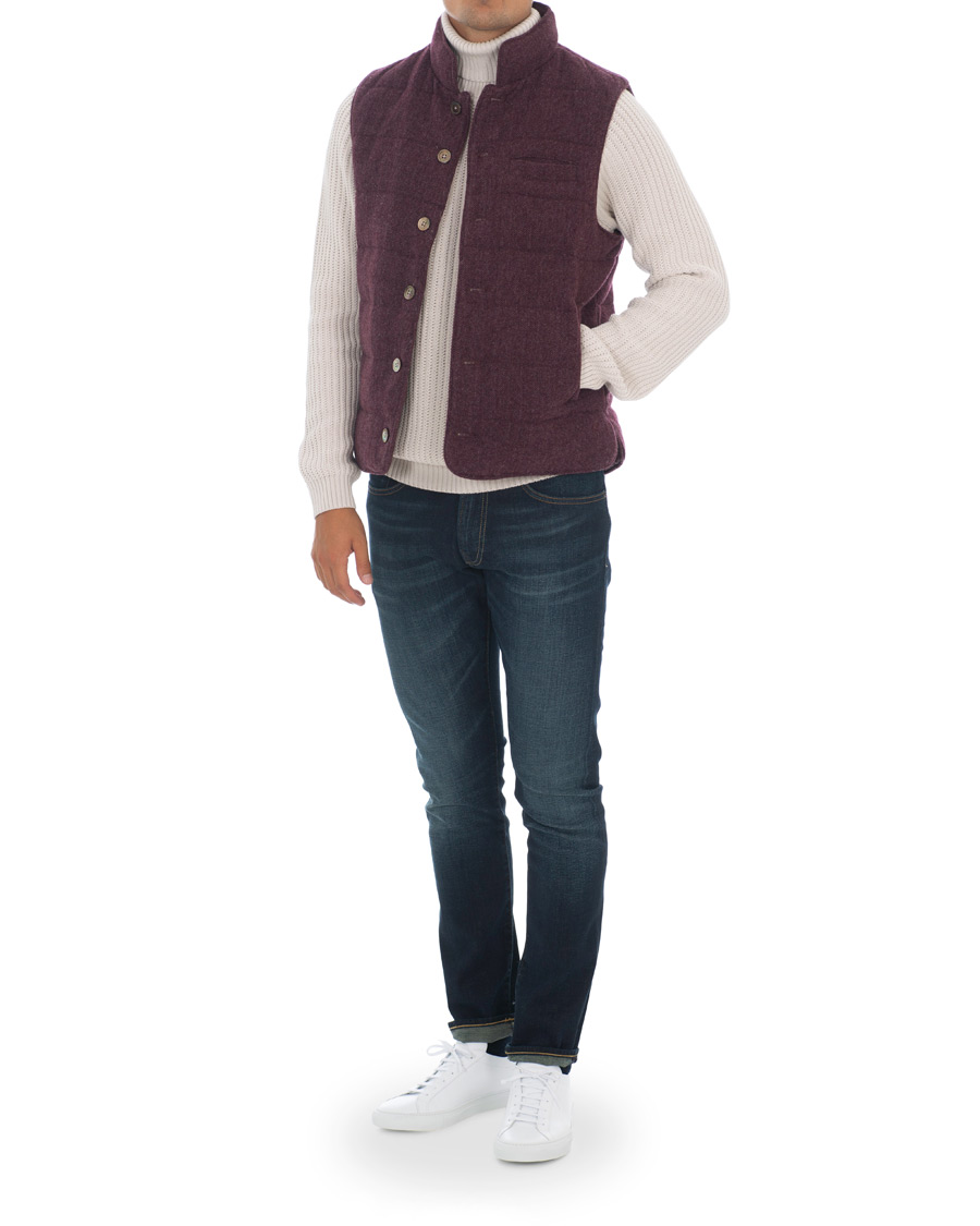 Herr | Jackor | Stenströms | Quilted Herringbone Wool Vest Red