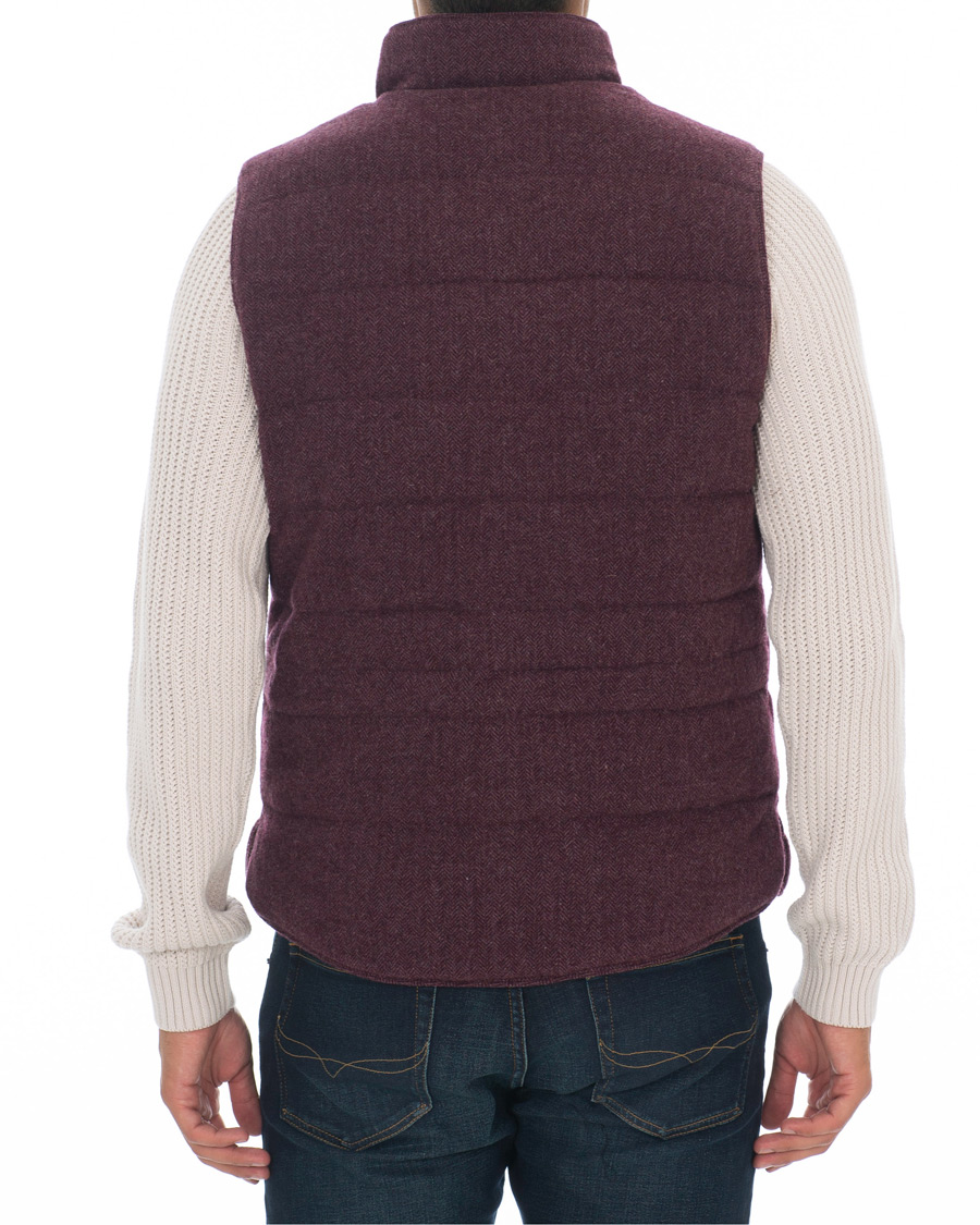 Herr | Jackor | Stenströms | Quilted Herringbone Wool Vest Red