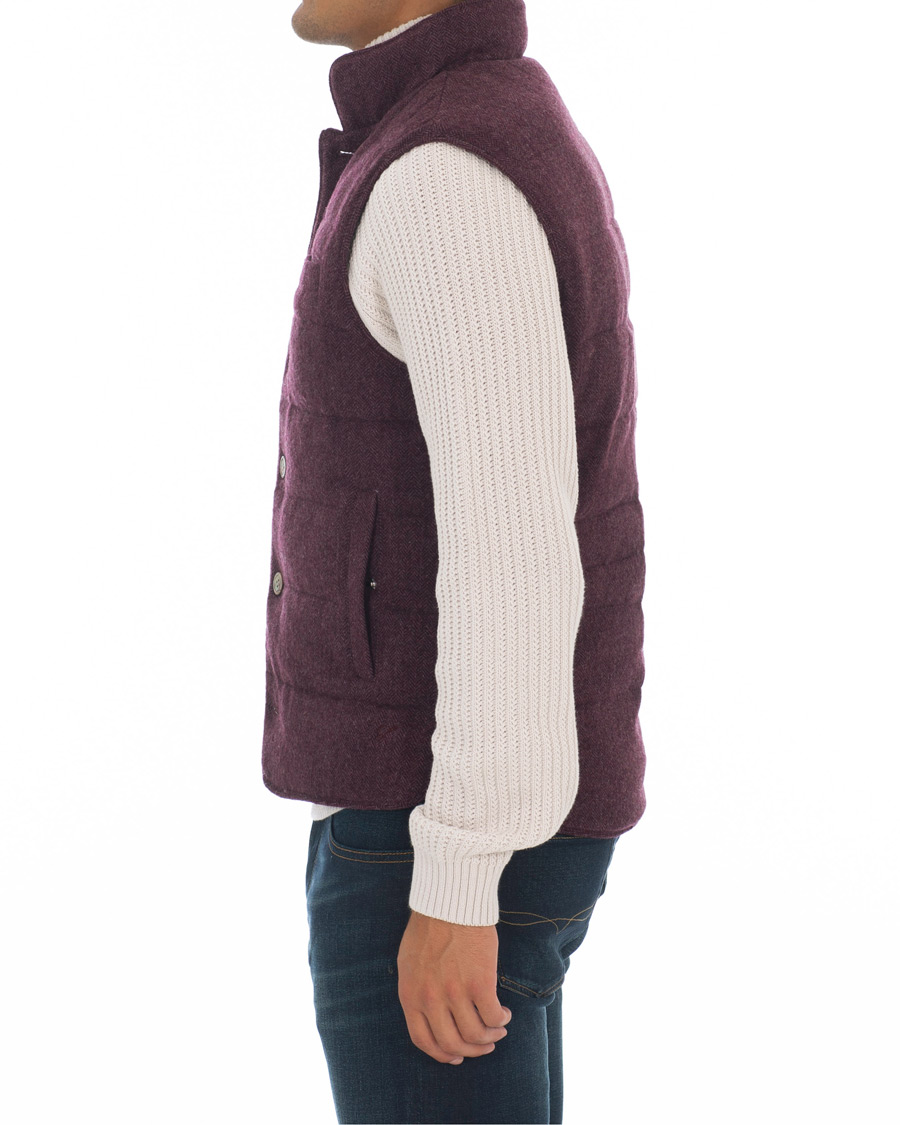 Herr | Jackor | Stenströms | Quilted Herringbone Wool Vest Red