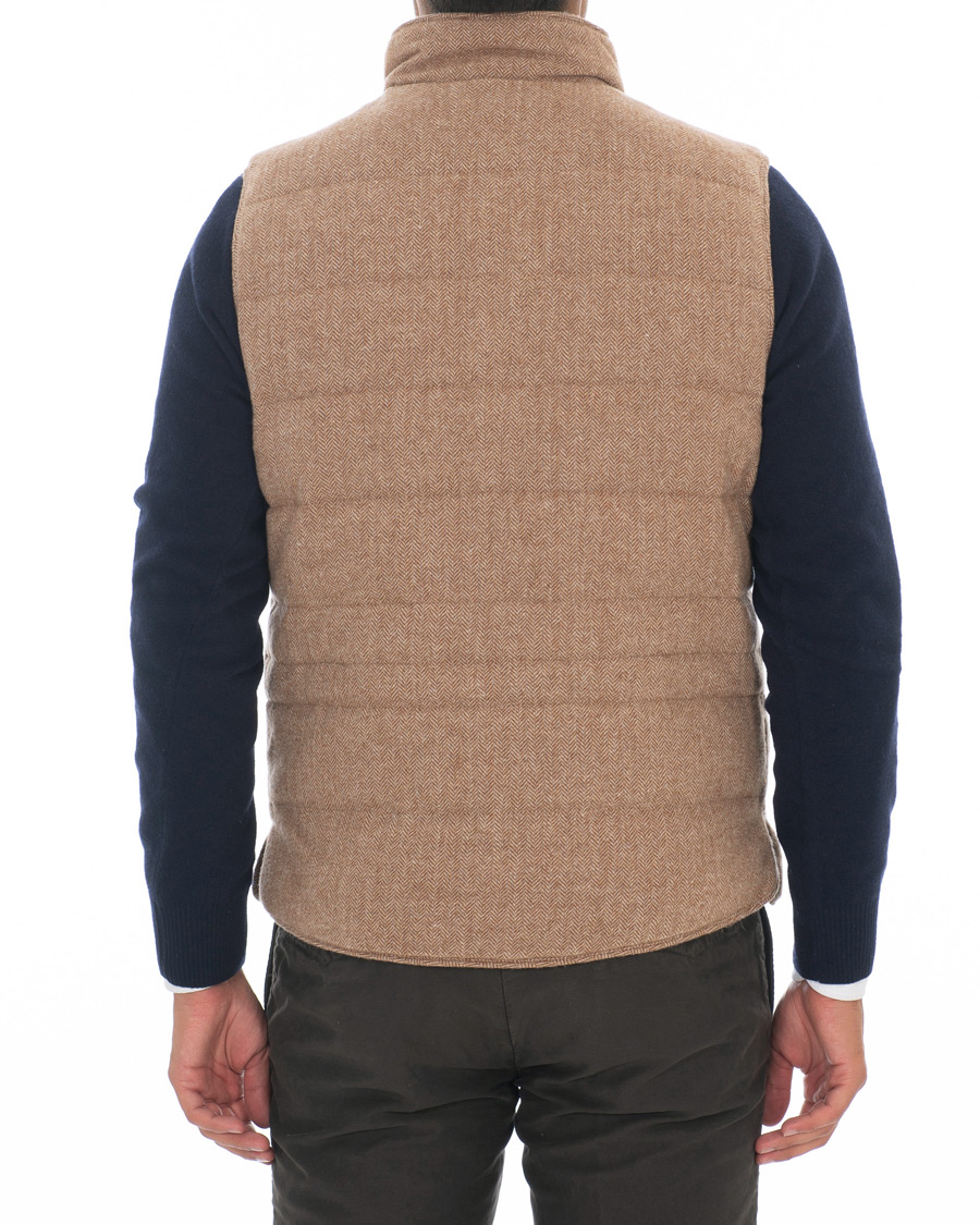 Herr | Jackor | Stenströms | Quilted Herringbone Wool Vest Beige