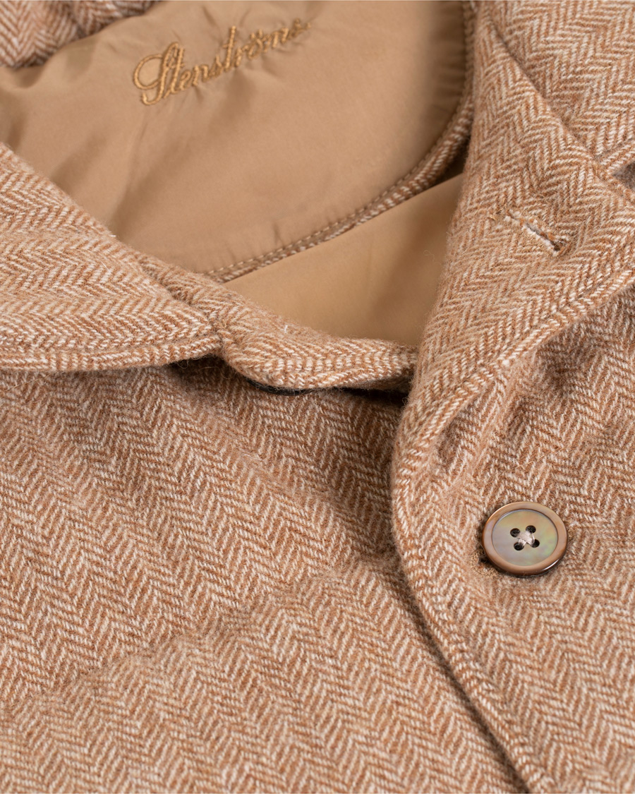 Herr | Jackor | Stenströms | Quilted Herringbone Wool Vest Beige