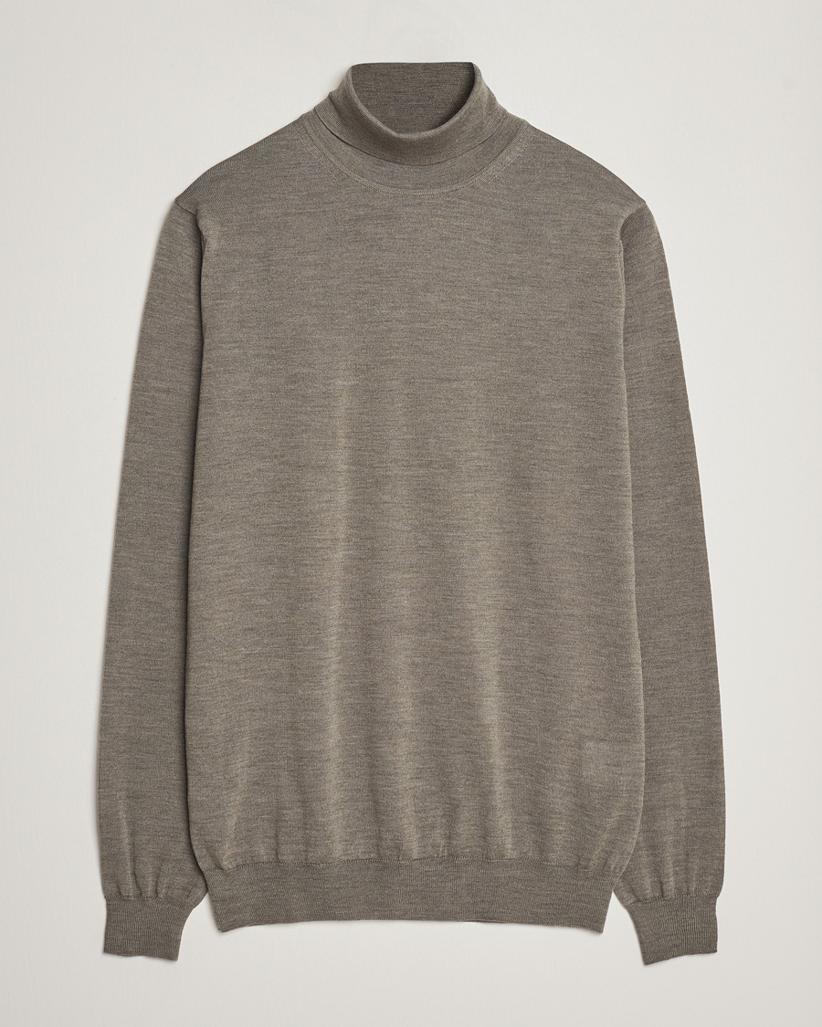 Herr | Tröjor | Stenströms | Fine Merino Rollneck Olive