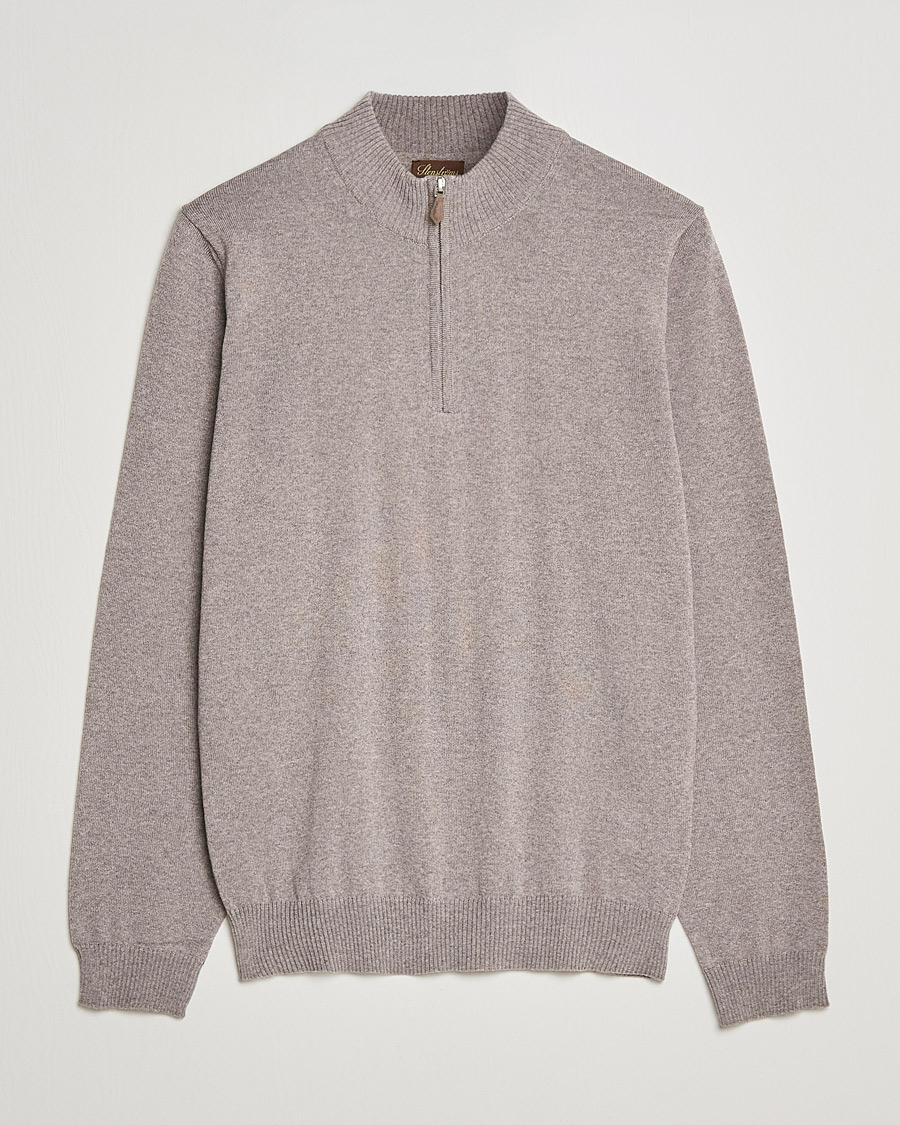 Herr | Tröjor | Stenströms | Merino Half Zip Mud Brown