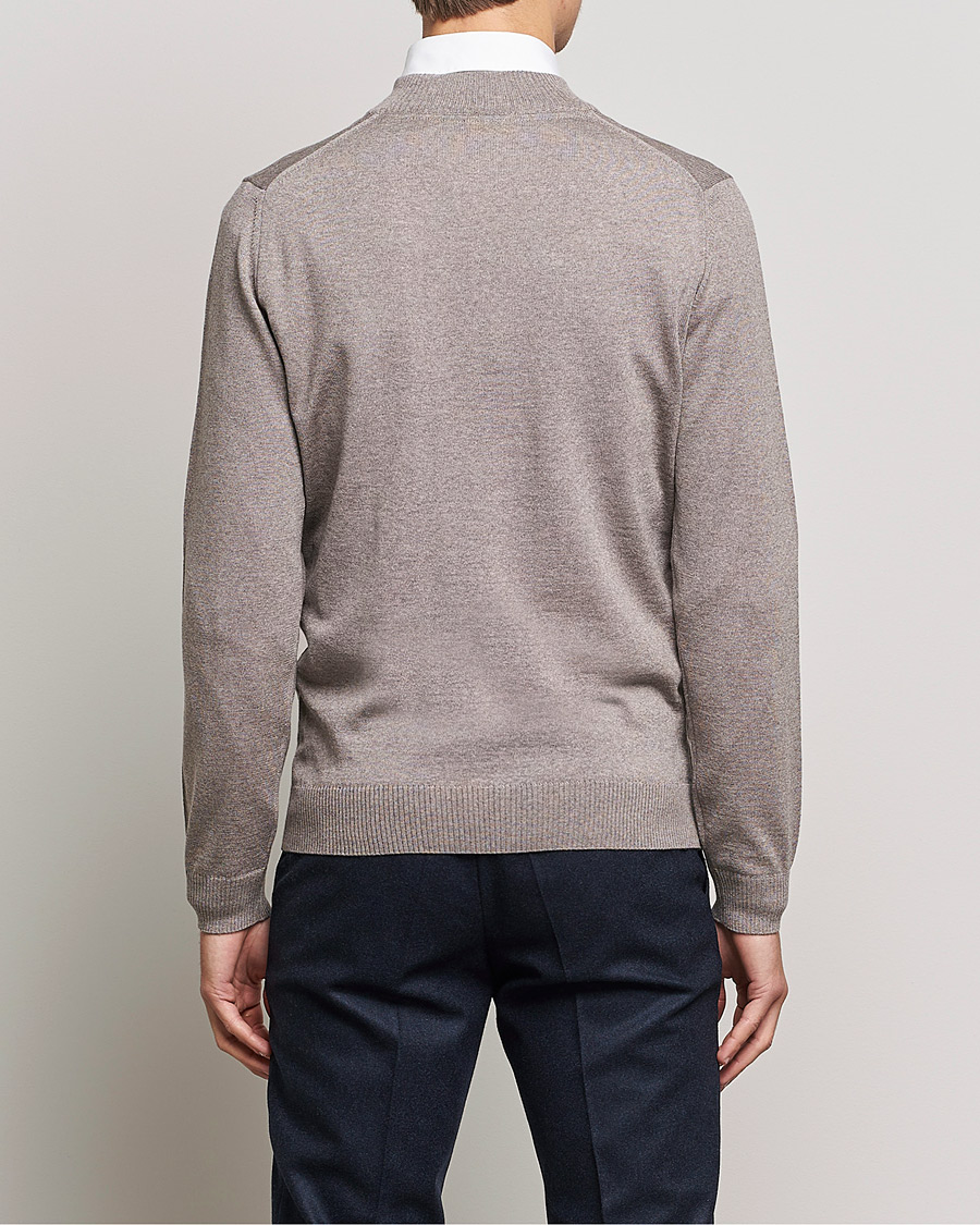 Herr | Tröjor | Stenströms | Merino Half Zip Mud Brown