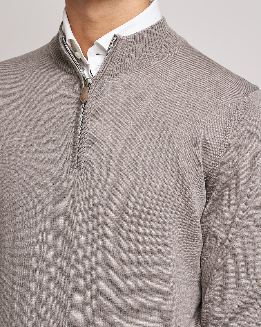 Herr | Tröjor | Stenströms | Merino Half Zip Mud Brown