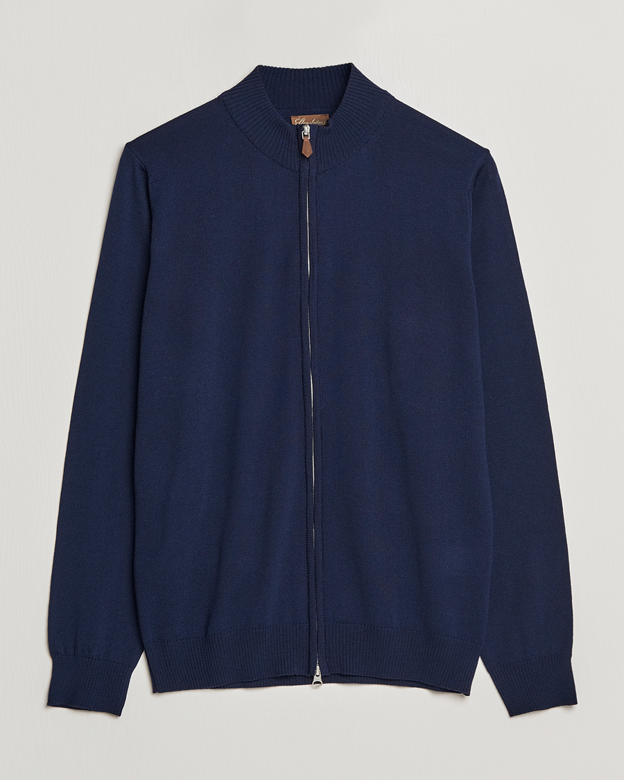 Herr | Tröjor | Stenströms | Merino Full Zip Navy