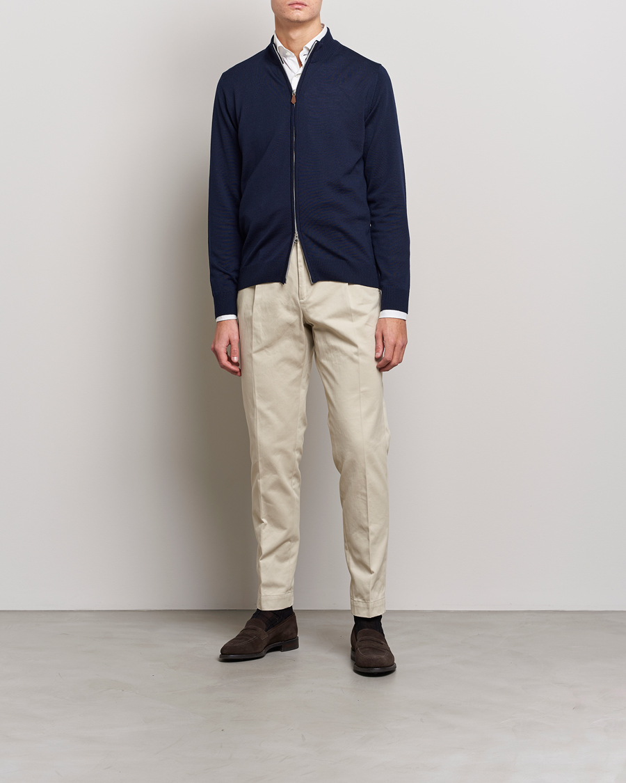 Herr | Tröjor | Stenströms | Merino Full Zip Navy