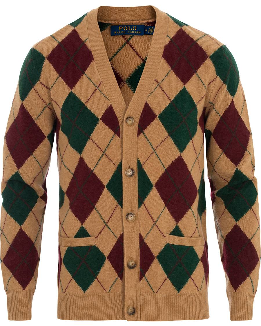 Herr | Tröjor | Polo Ralph Lauren | Wool/Cashmere Argyle Cardigan Beige