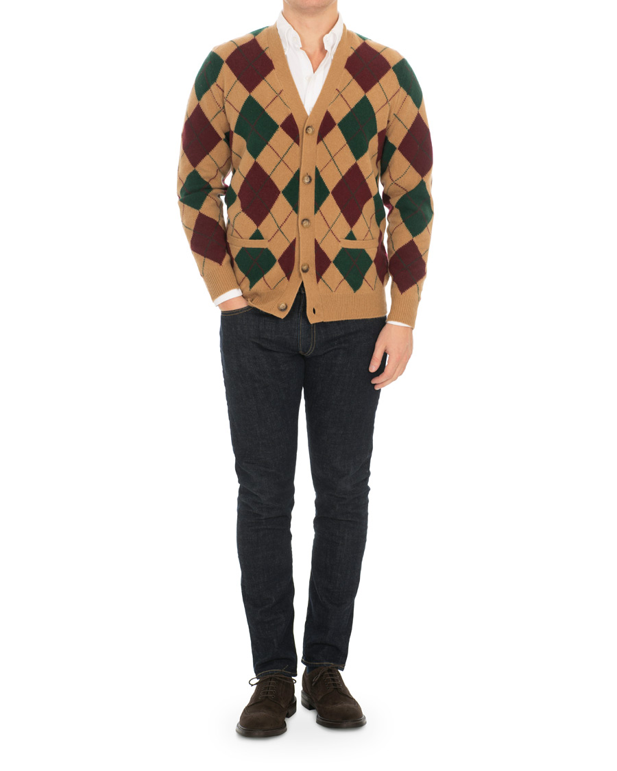 Herr | Tröjor | Polo Ralph Lauren | Wool/Cashmere Argyle Cardigan Beige