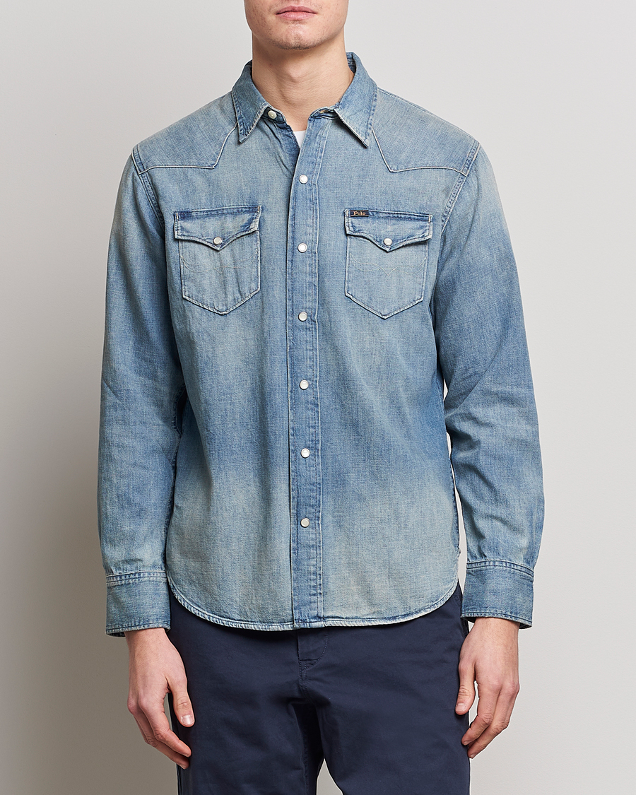 Herr | Preppy Authentic | Polo Ralph Lauren | Icon Wester Denim Shirt Light Blue