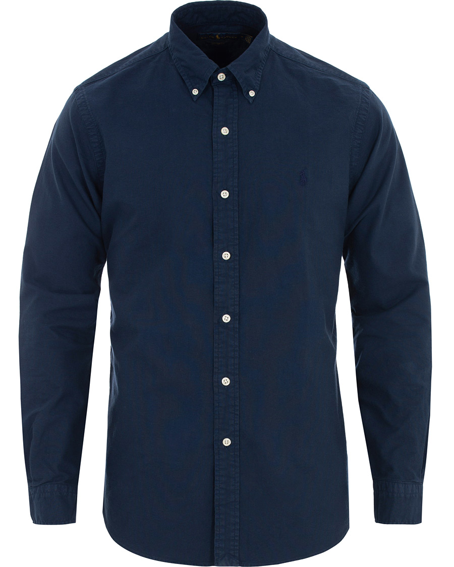 Herr | Skjortor | Polo Ralph Lauren | Custom Fit Garment Dyed Oxford Shirt Newport Navy