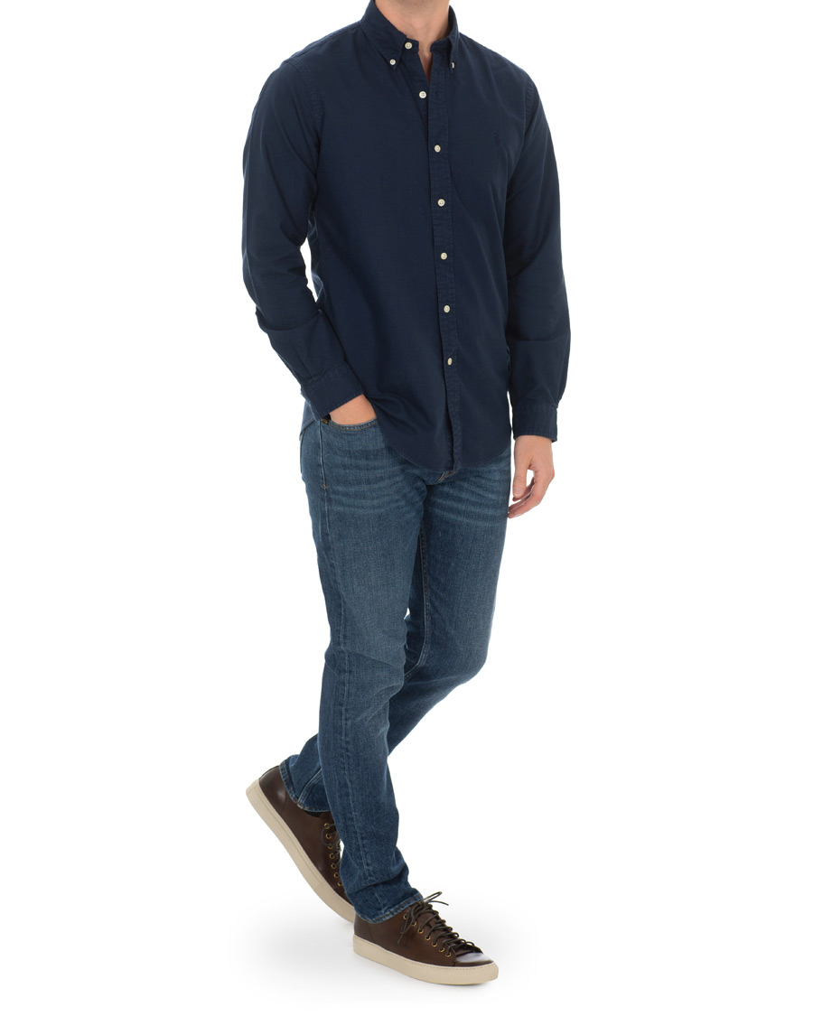 Herr | Skjortor | Polo Ralph Lauren | Custom Fit Garment Dyed Oxford Shirt Newport Navy