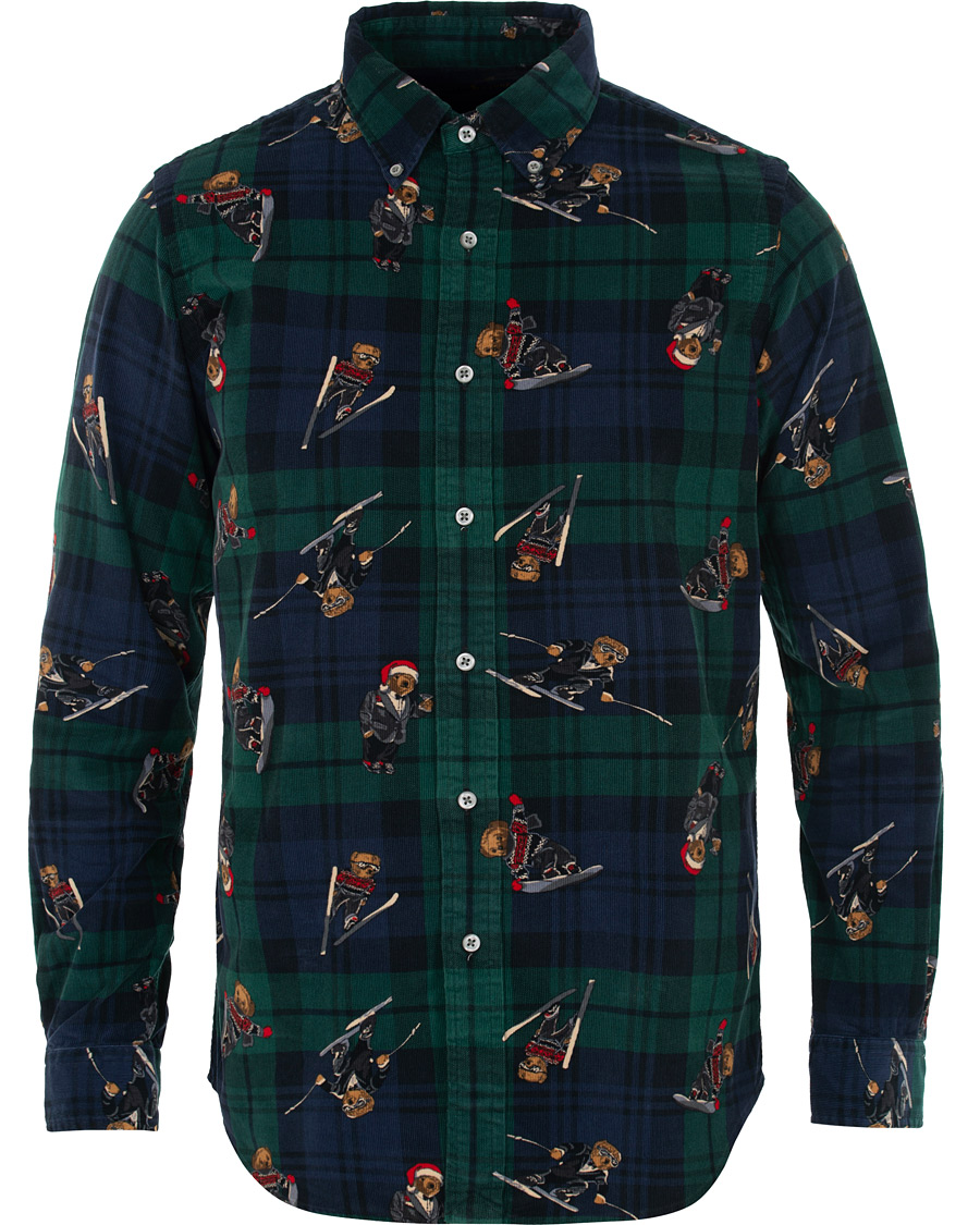 Herr | Skjortor | Polo Ralph Lauren | Custom Fit Corduroy Bear Shirt Blackwatch