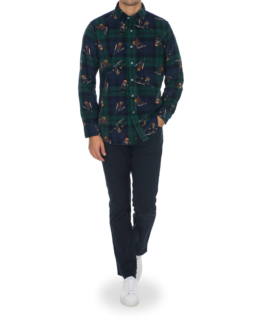 Herr | Skjortor | Polo Ralph Lauren | Custom Fit Corduroy Bear Shirt Blackwatch
