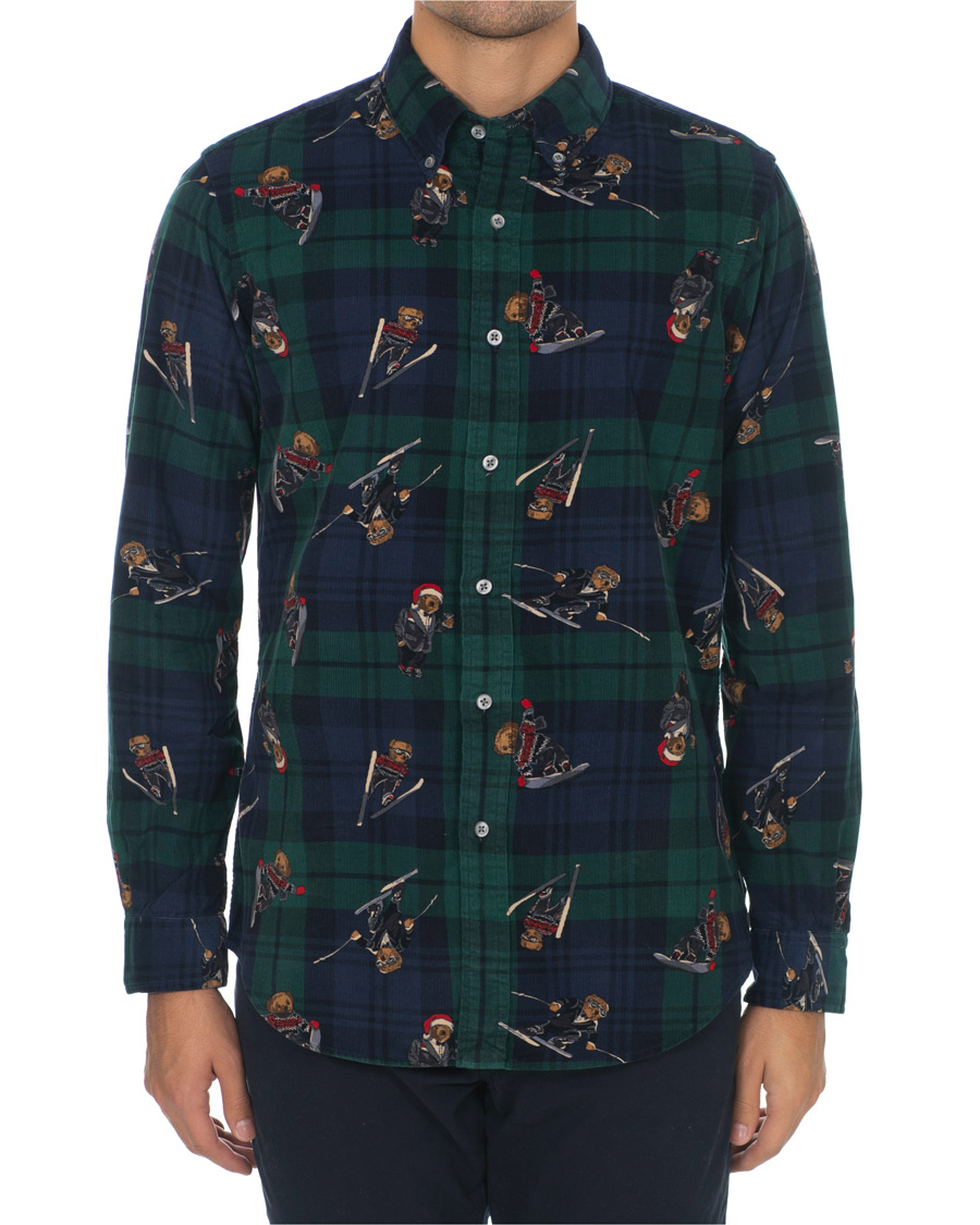 Herr | Skjortor | Polo Ralph Lauren | Custom Fit Corduroy Bear Shirt Blackwatch