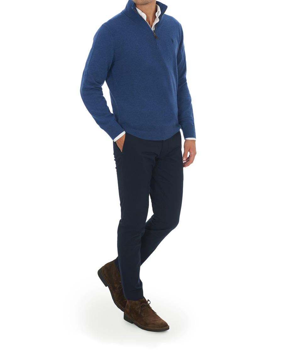 Herr | Tröjor | Polo Ralph Lauren | Merino Half Zip Shale Blue