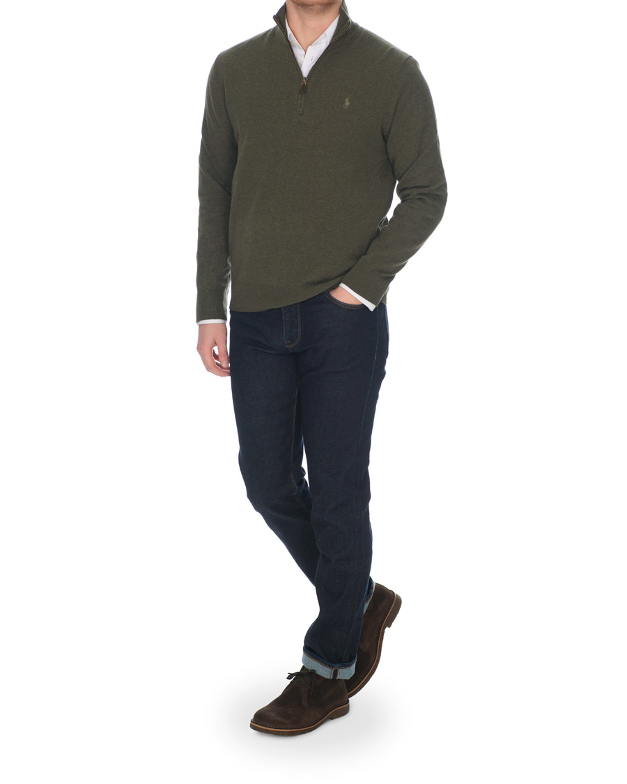 Herr | Tröjor | Polo Ralph Lauren | Merino Half Zip Olive