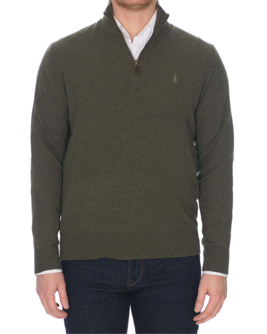 Herr | Tröjor | Polo Ralph Lauren | Merino Half Zip Olive