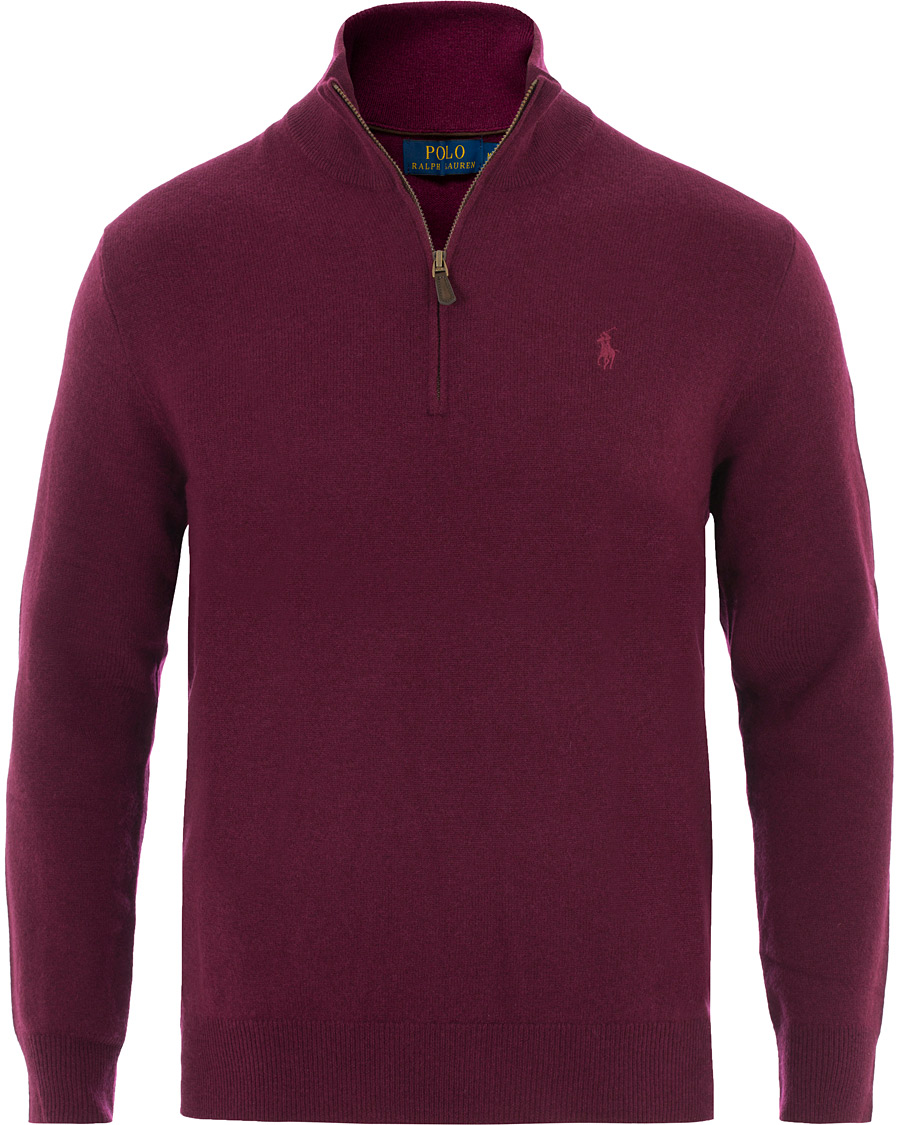 Herr | Tröjor | Polo Ralph Lauren | Merino Half Zip Burgundy