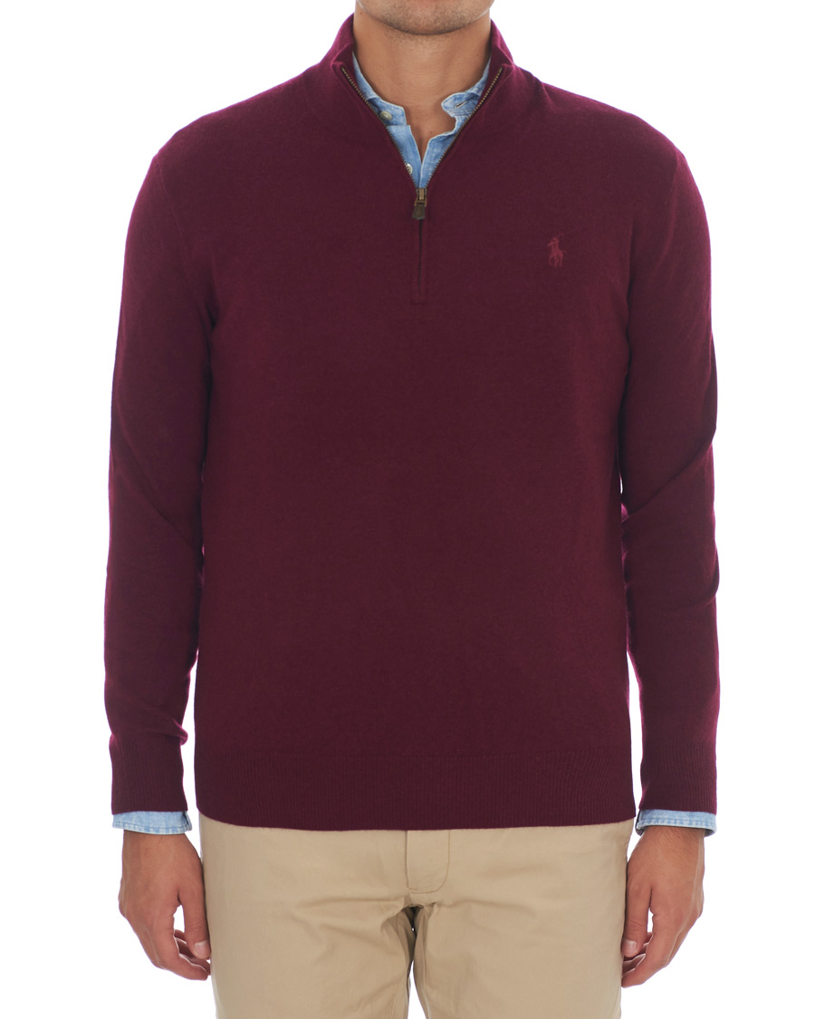 Herr | Tröjor | Polo Ralph Lauren | Merino Half Zip Burgundy