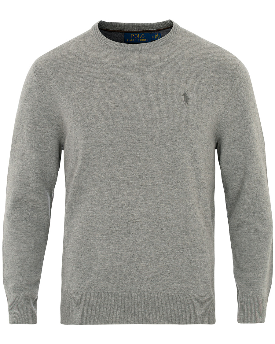 Herr | Tröjor | Polo Ralph Lauren | Lambswool Crew Neck Pullover Fawn Grey Heather