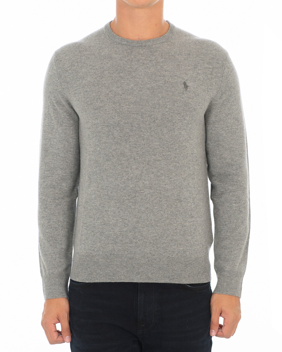 Herr | Tröjor | Polo Ralph Lauren | Lambswool Crew Neck Pullover Fawn Grey Heather