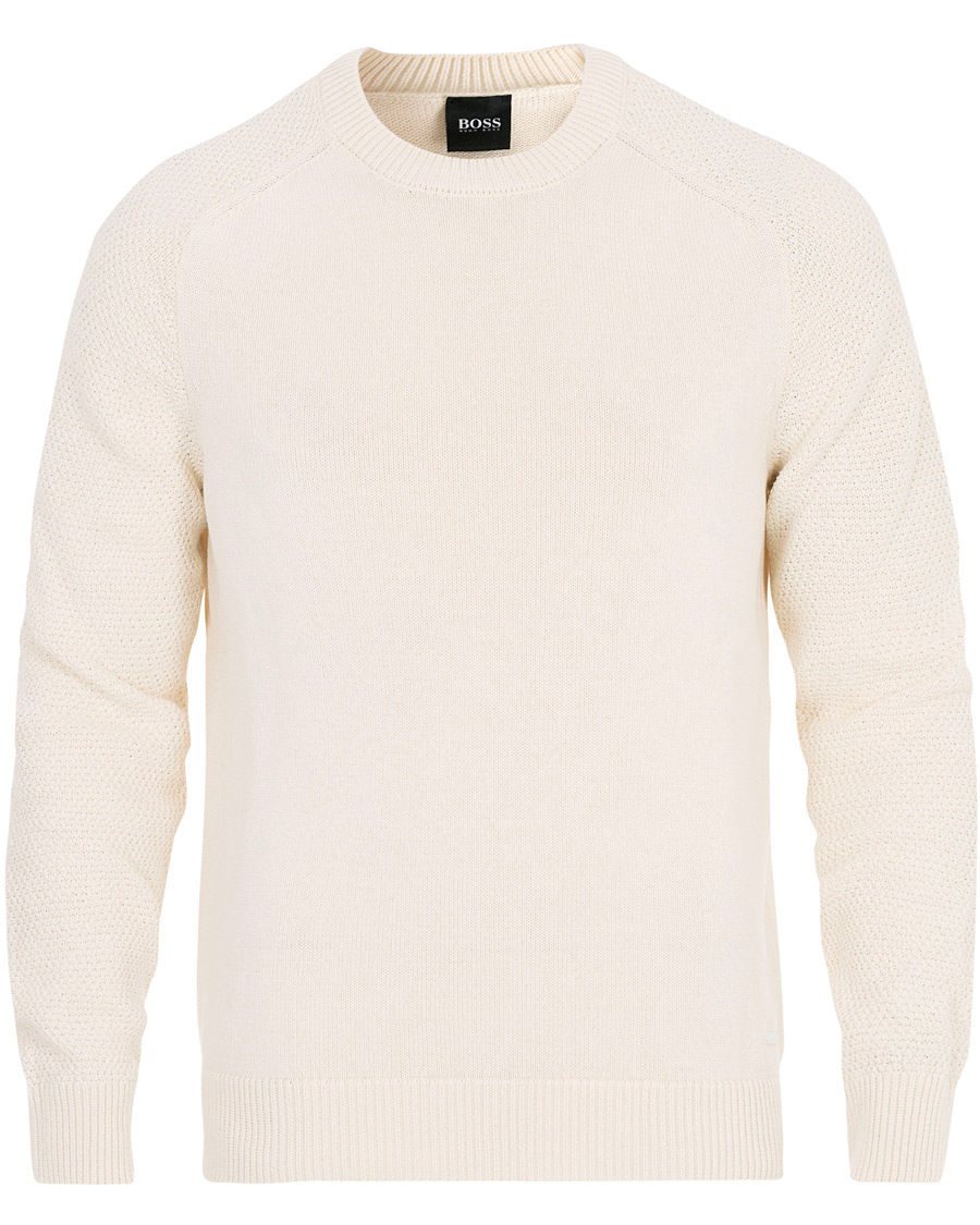 Herr | Tröjor | BOSS ORANGE | BOSS Casual Kamiscos Recylced Cotton Blend Crew Neck Cloud Cream