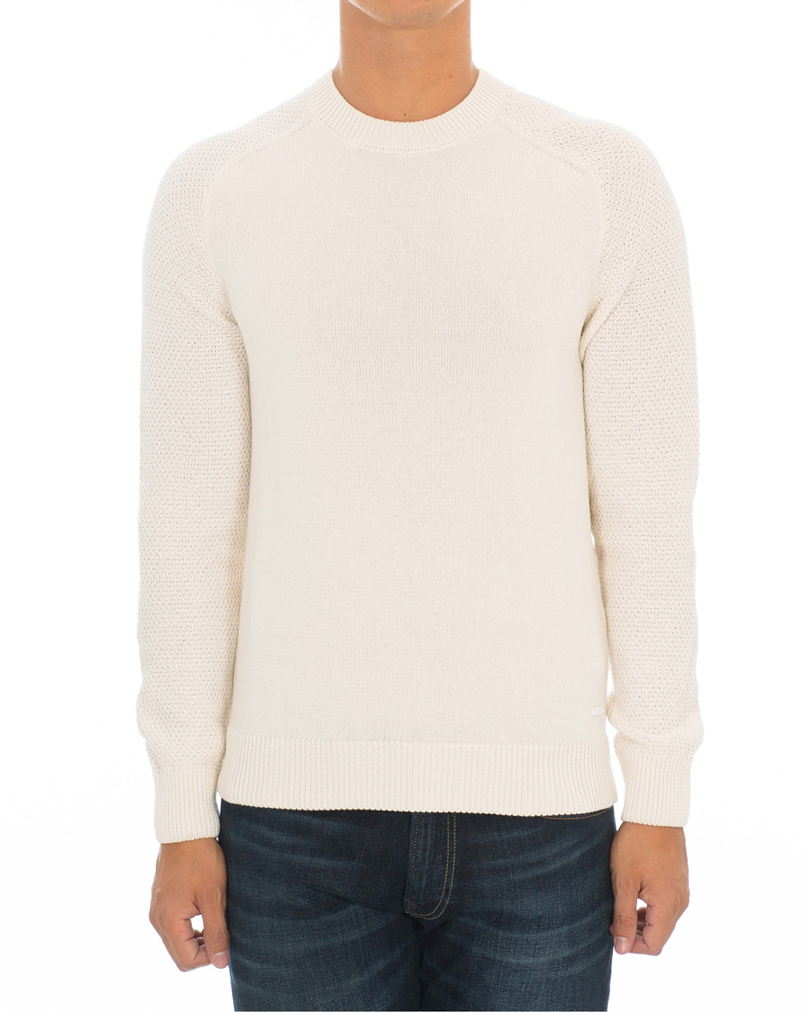Herr | Tröjor | BOSS ORANGE | BOSS Casual Kamiscos Recylced Cotton Blend Crew Neck Cloud Cream