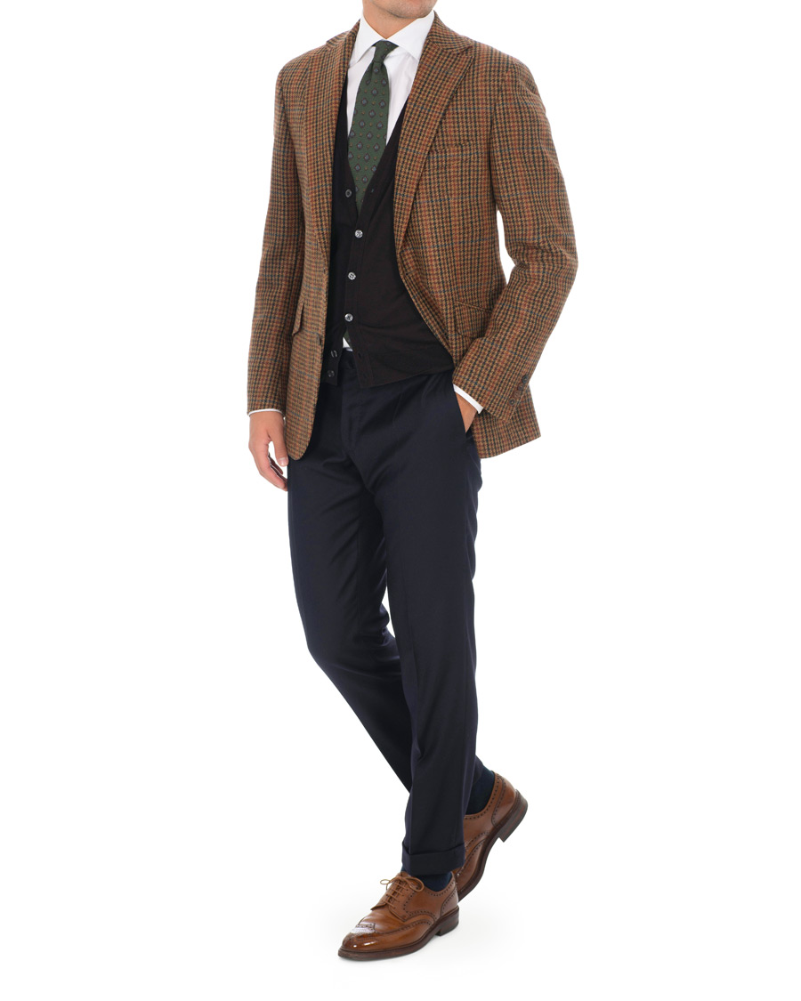 Herr | Kavajer | Walker Slater | Edward Tweed Houndtooth Blazer Tan
