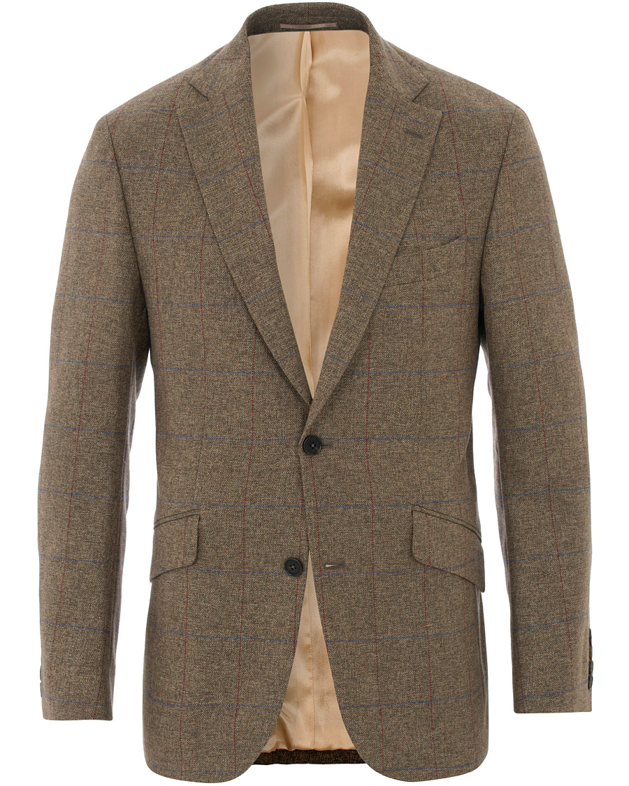 Herr | Kavajer | Walker Slater | Edward Tweed Windowpane Blazer Brown