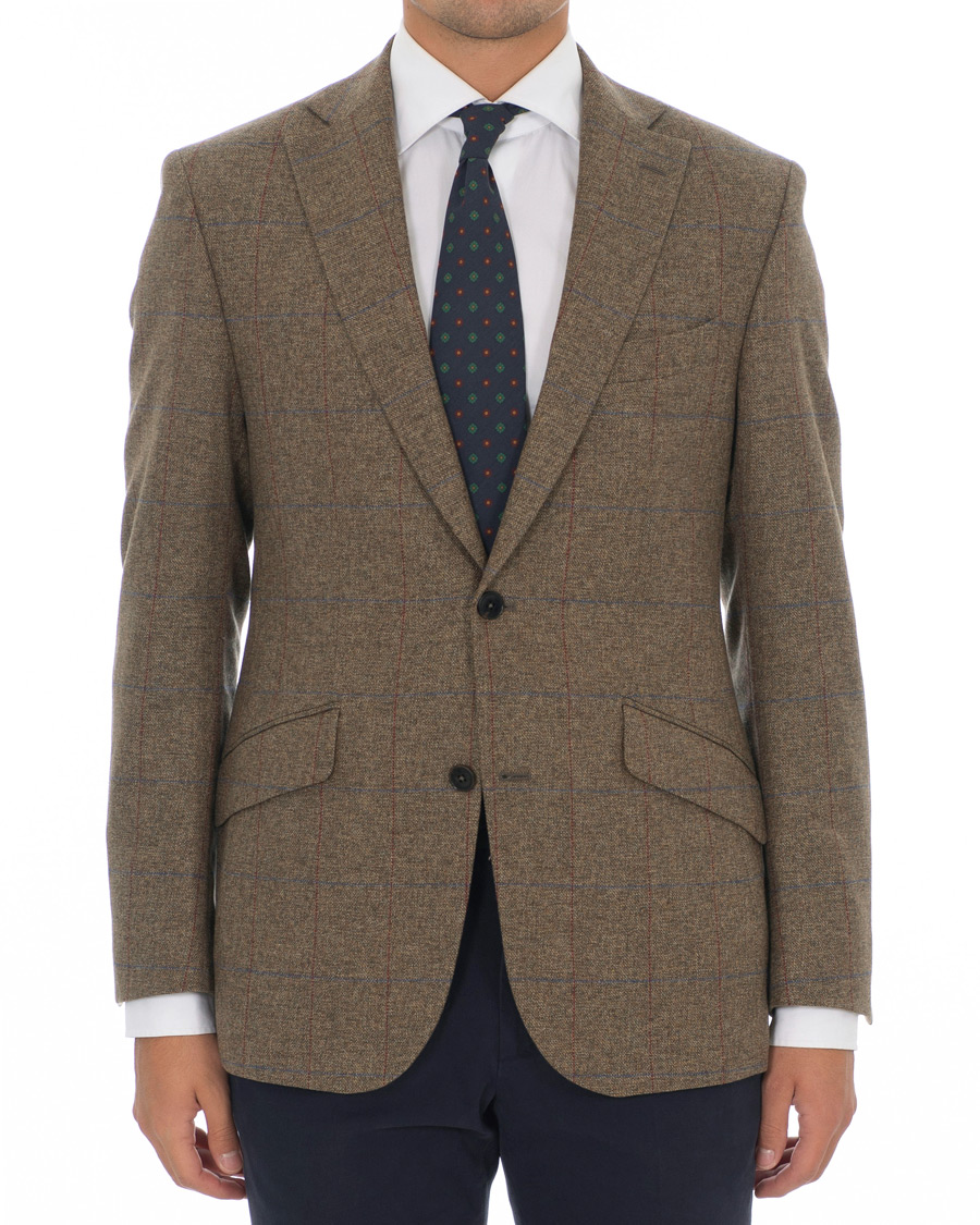 Herr | Kavajer | Walker Slater | Edward Tweed Windowpane Blazer Brown