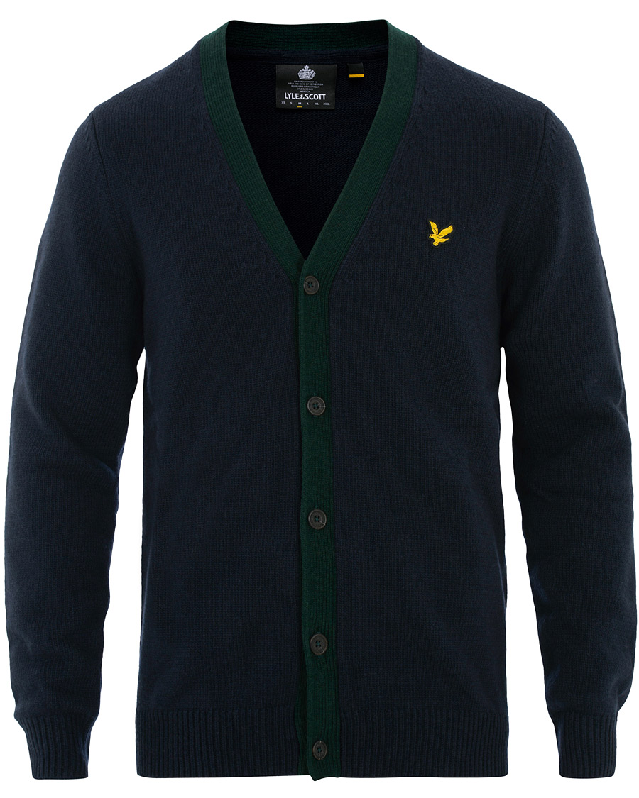 Herr | Tröjor | Lyle & Scott | Contrast Placket Cardigan Dark Navy