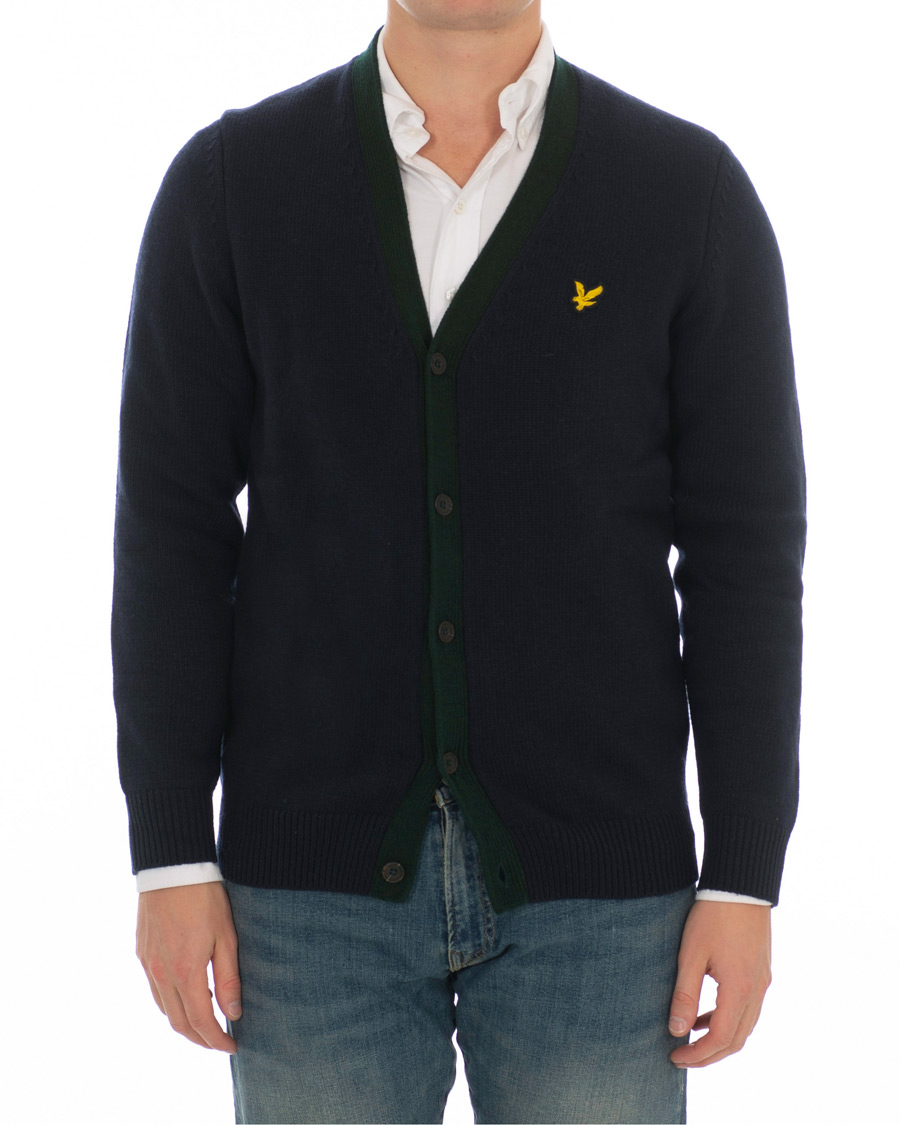 Herr | Tröjor | Lyle & Scott | Contrast Placket Cardigan Dark Navy