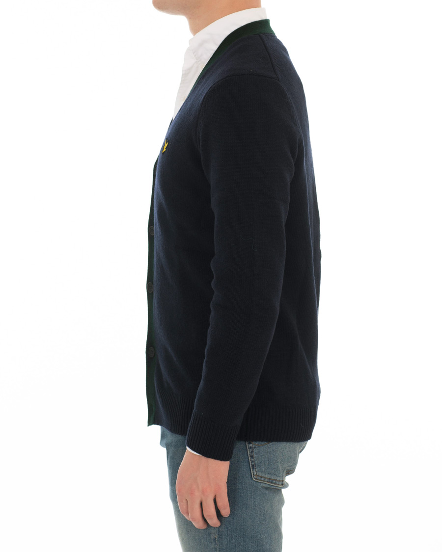 Herr | Tröjor | Lyle & Scott | Contrast Placket Cardigan Dark Navy