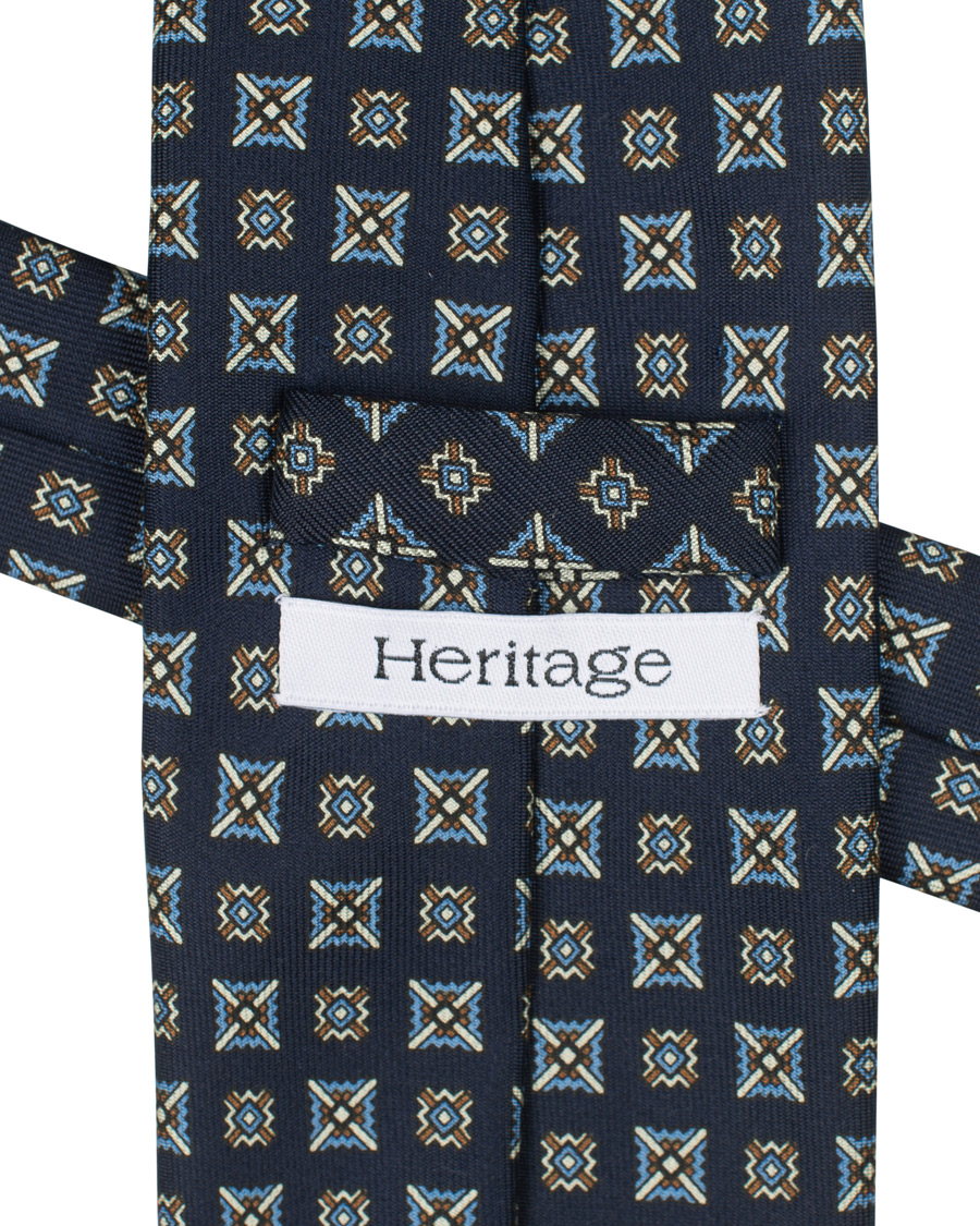 Herr | E. Marinella Printed Silk Tie 8 cm Navy | E. Marinella | Printed Silk Tie 8 cm Navy