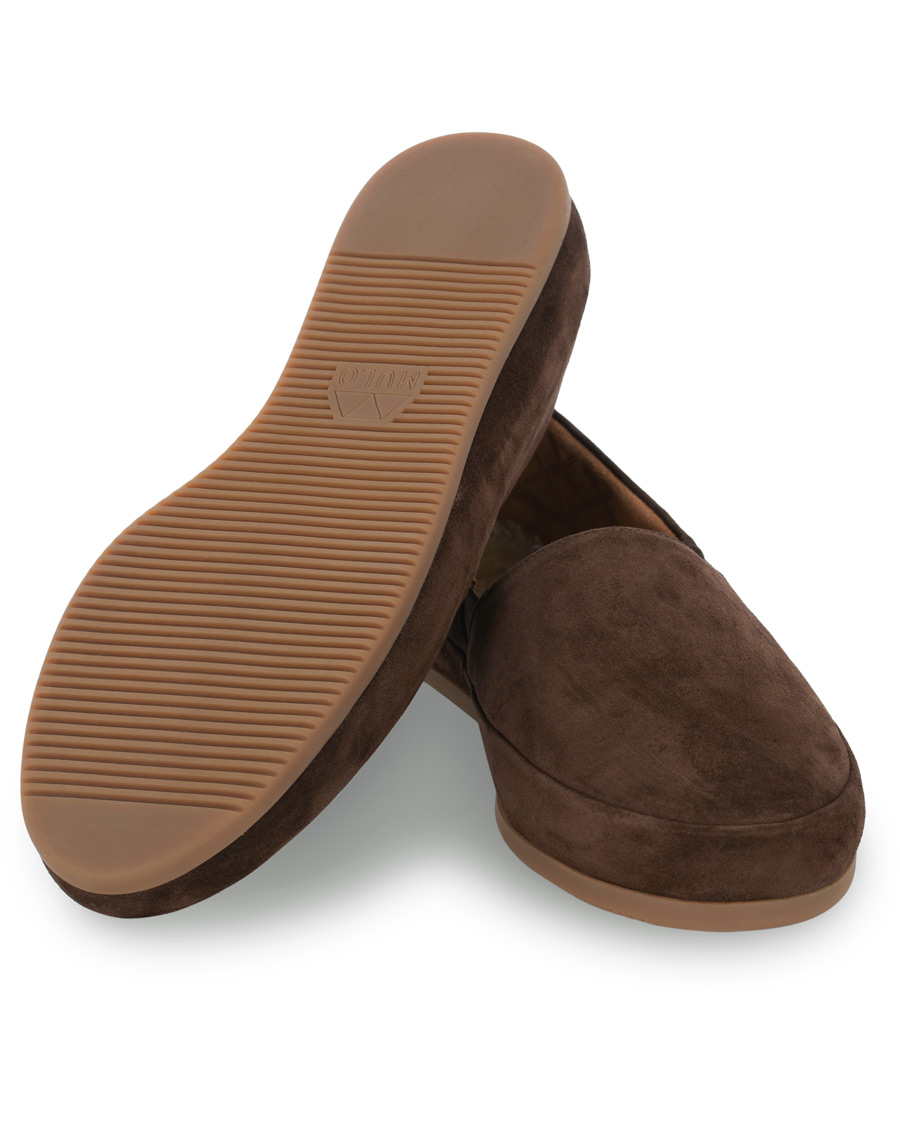 Herr | Mulo Sherling Lined Slipper Dark Brown Suede | MULO | Sherling Lined Slipper Dark Brown Suede