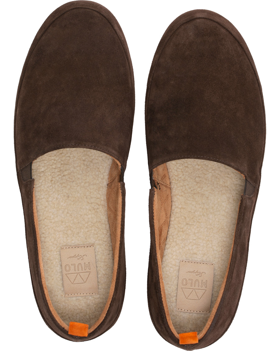 Herr | Mulo Sherling Lined Slipper Dark Brown Suede | MULO | Sherling Lined Slipper Dark Brown Suede